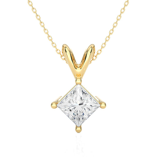 IGI Lab Grown VS1/G Princess cut Diamond Pendant 14K | 18K Gold Women Necklace