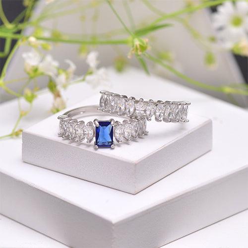 925 Sterling Silver Etetnity Ring For Women Silver Jewelry Party Wear Ring Blue|Green|Pink - Gold Trove