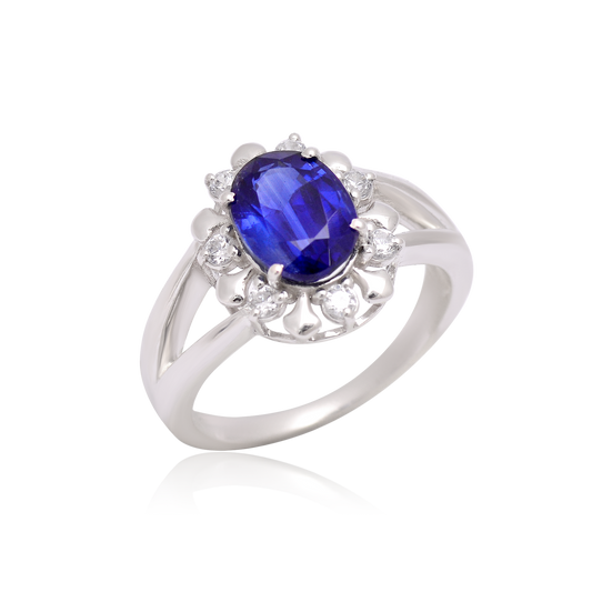 925 Sterling Silver Blue Stone Engagement Ring For Women