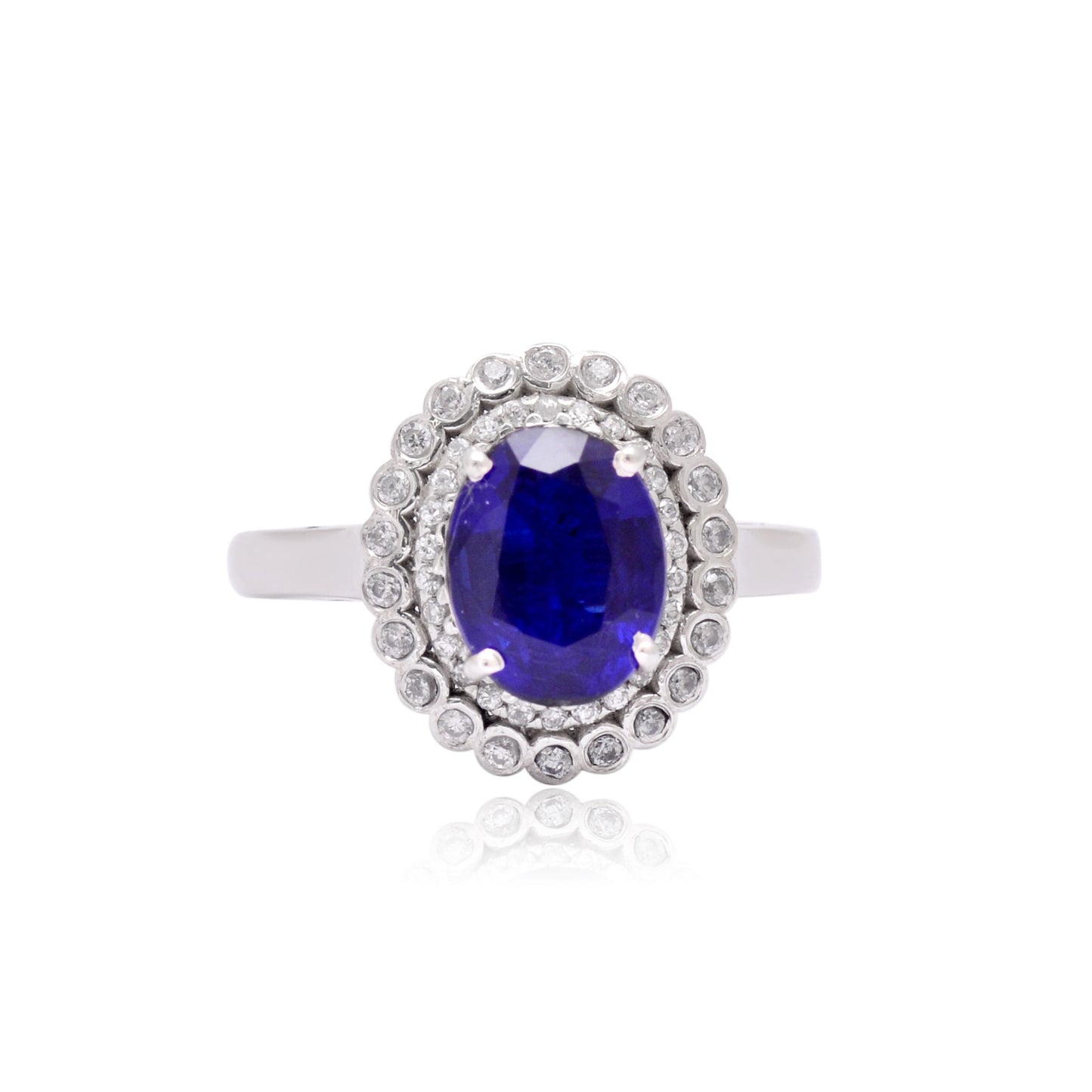 925 Sterling Silver Blue Engagement Ring for Women