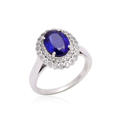 925 Sterling Silver Blue Engagement Ring for Women