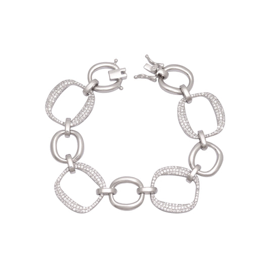 925 Sterling Silver Link Chain Bracelet Women 7.4 in