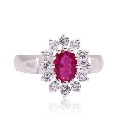 925 Sterling Silver Ring Pink Cubic Zircon Women