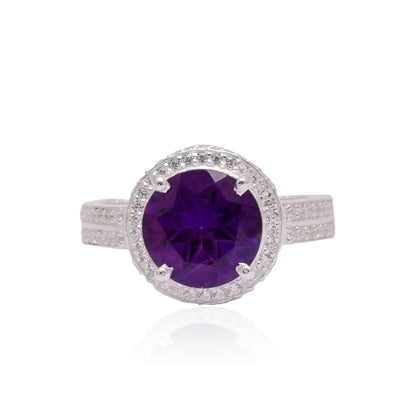 925 Sterling Silver Purple Stone Engagement Ring For Women