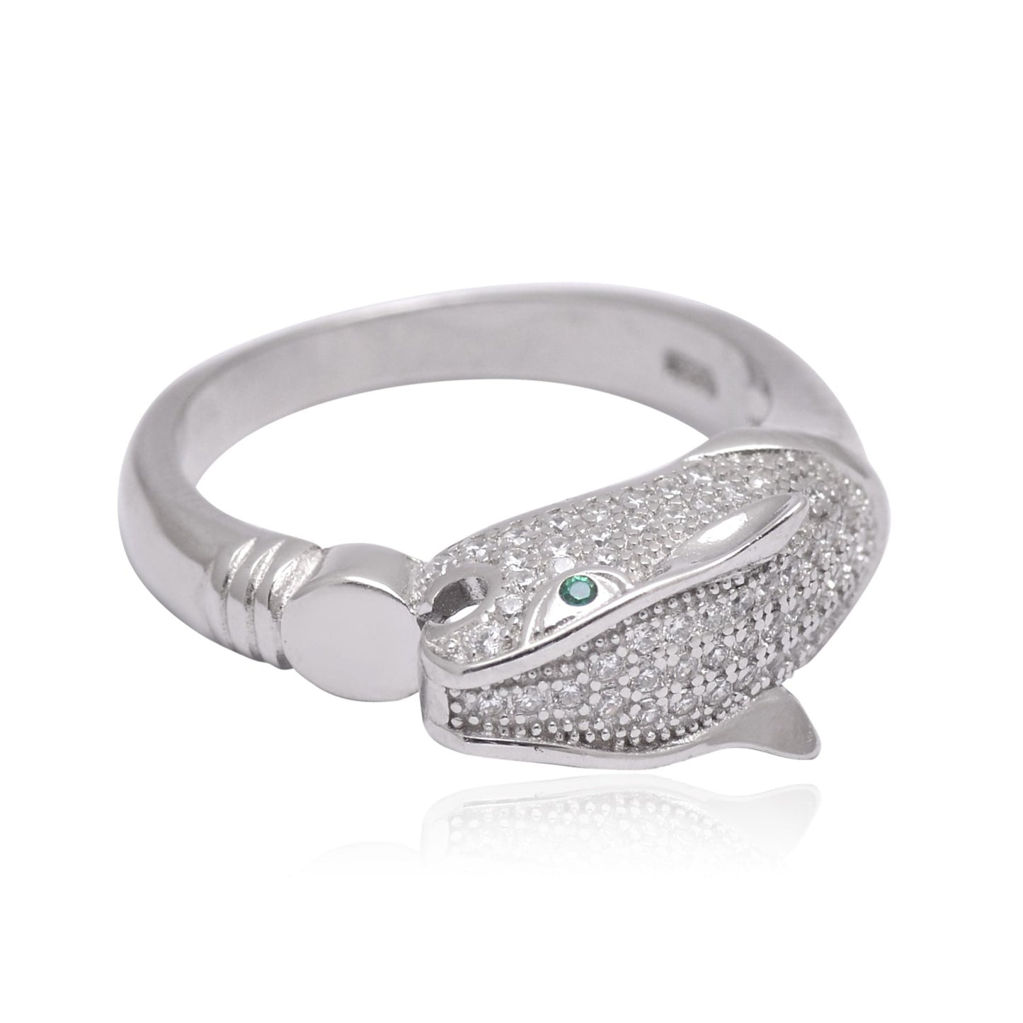 925 Sterling Silver Jaguar With Zircon Ring For Women