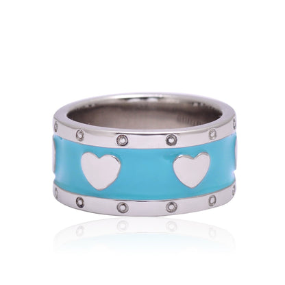 925 Sterling Silver Love Heart Band Ring For Women