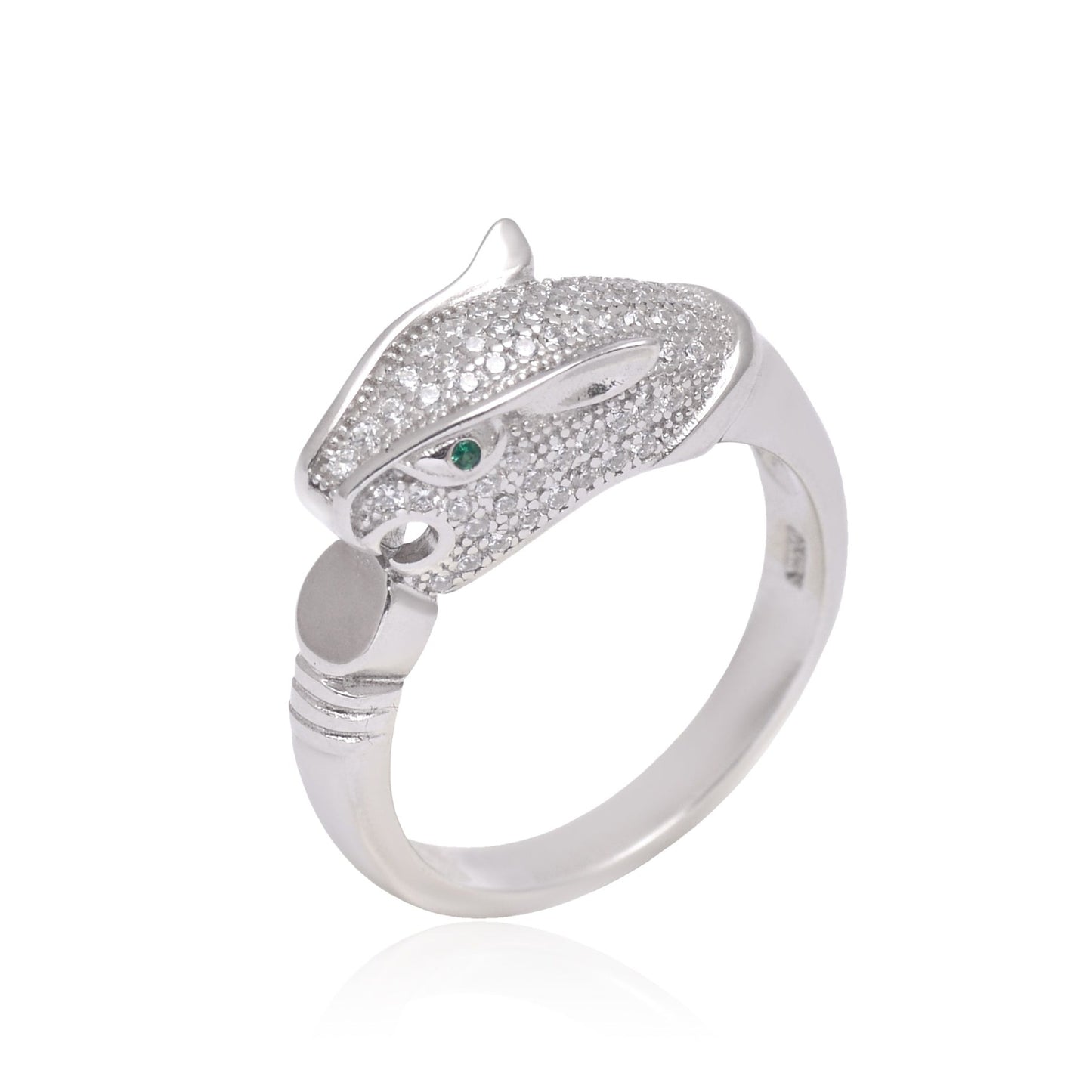 925 Sterling Silver Jaguar With Zircon Ring For Women