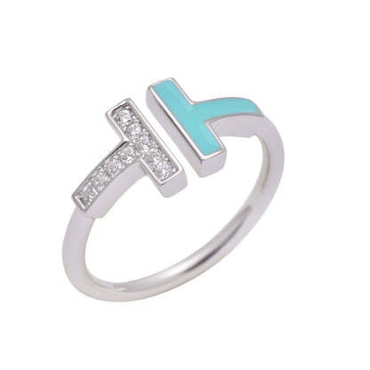 925 Sterling Silver Double T Open Ring For Women