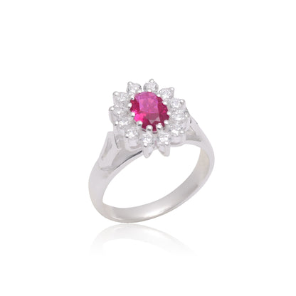 925 Sterling Silver Ring Pink Cubic Zircon Women