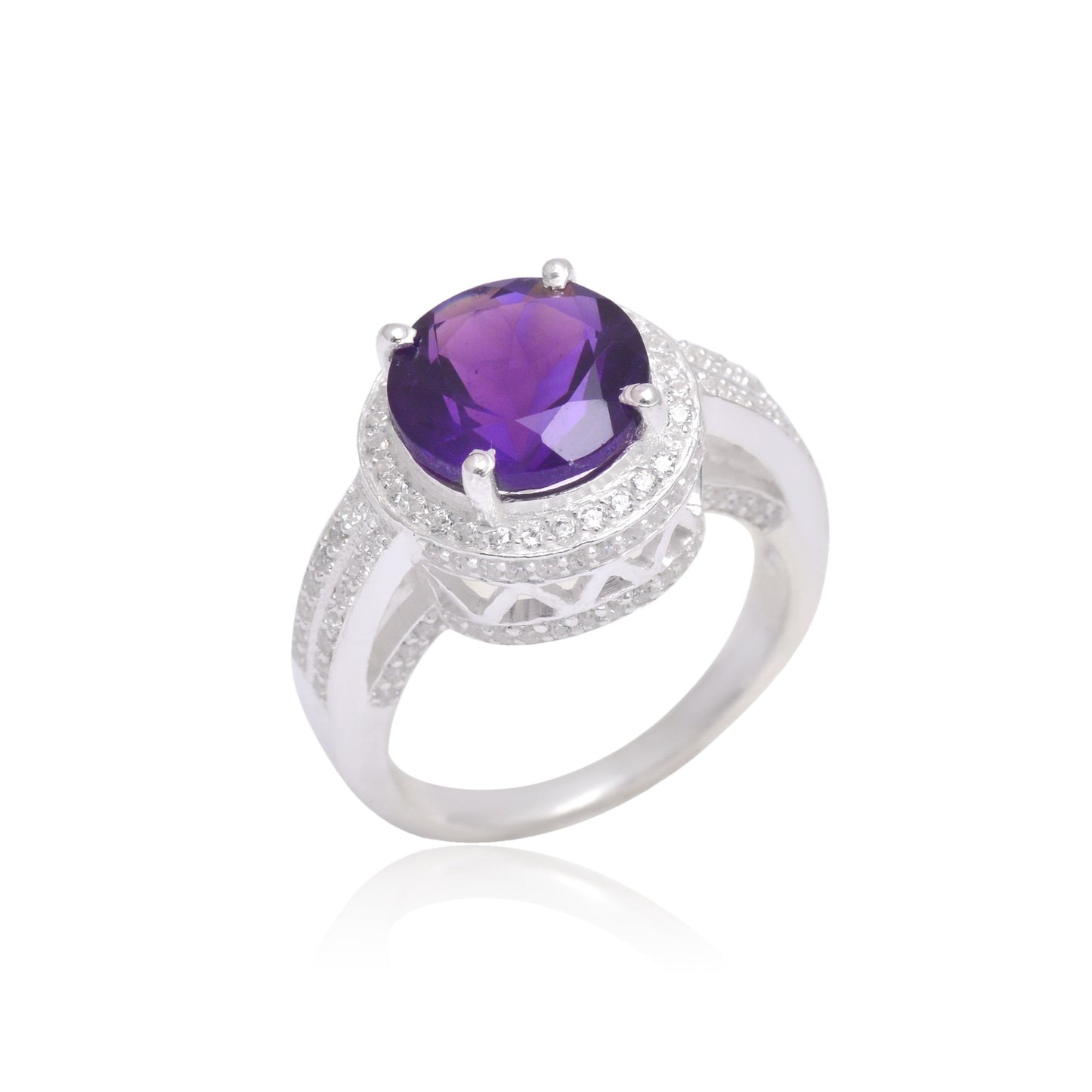 925 Sterling Silver Purple Stone Engagement Ring For Women