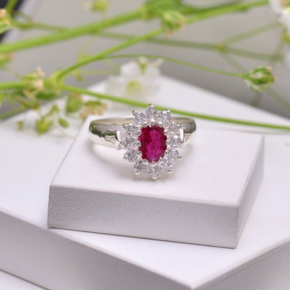 925 Sterling Silver Ring Pink Cubic Zircon Women