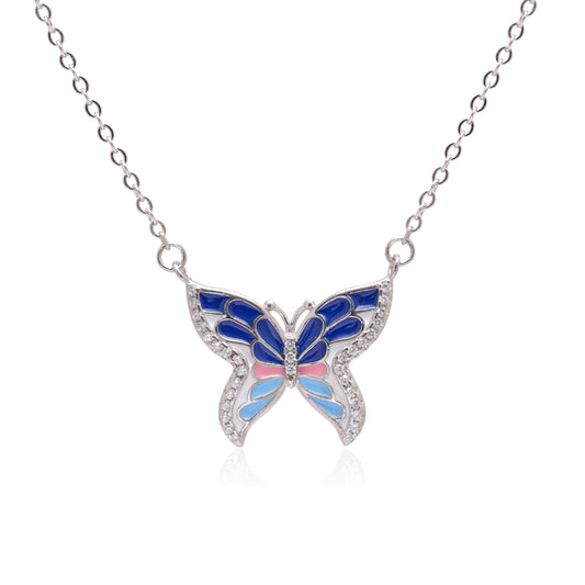 925 Sterling Silver Butterfly Pendant Necklace For Women