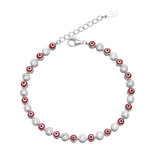 925 Sterling Silver Evil Eye Chain Bracelet For Women