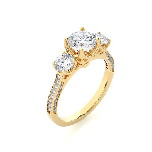 1.9 Ct IGI Certified Lab Grown Diamond Three-Stone Engagement Ring 14K | 18K Gold VS1/G