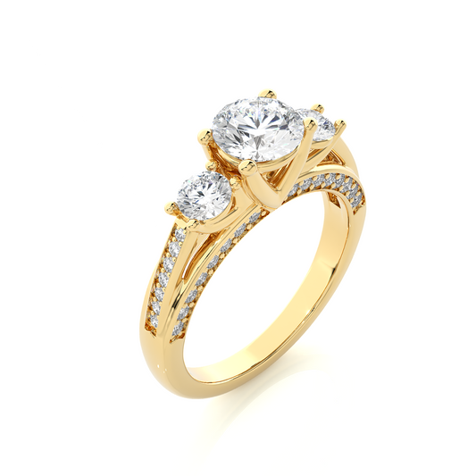 1.98 Ct IGI Certified Lab Grown Diamond Three-Stone Engagement Ring 14K | 18K Gold VS1/G