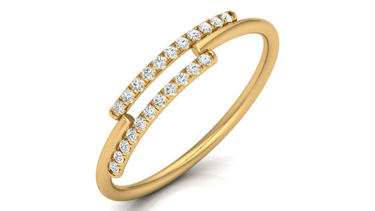 0.11Ct IGI Certified Lab Grown Diamond Twin Parallel Line Engagement Ring 14K | 18K Gold VS1/G