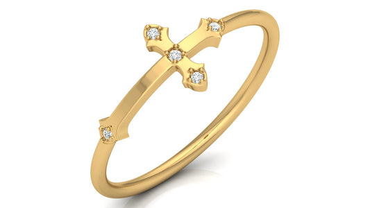 0.02Ct IGI Certified Lab Grown Diamond Holy Cross Band Ring 14K | 18K Gold VS1/G