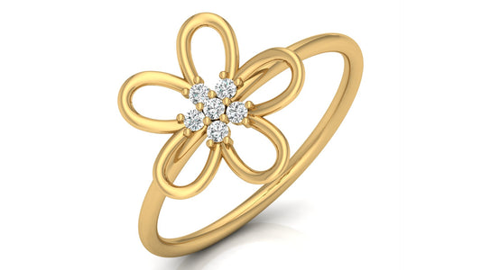 0.08 Ct IGI Certified Lab Grown Diamond Floral Finger Ring 14K | 18K Gold VS1/G