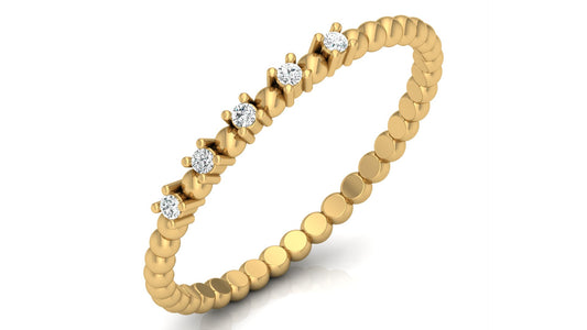 0.04Ct IGI Certified Lab Grown Diamond Beaded Stackable Ring 14K | 18K Gold VS1/G