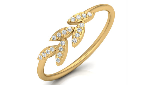 0.07Ct IGI Certified Lab Grown Diamond Leaf of Hope Ring 14K | 18K Gold VS1/G