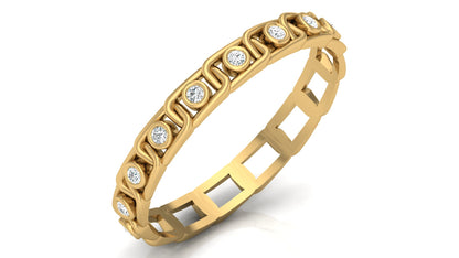 0.06Ct IGI Certified Lab Grown Diamond Studded Band Ring 14K | 18K Gold VS1/G