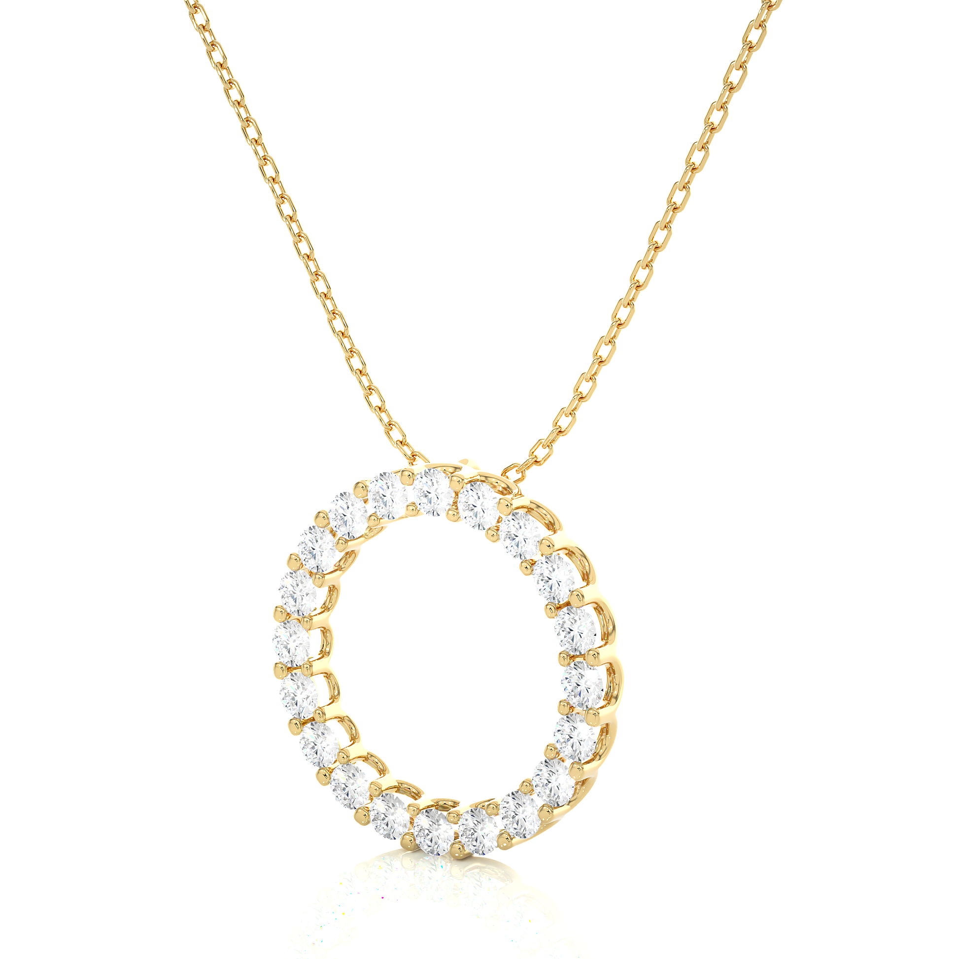 Diamond Eternity Circle Pendant 14K Gold