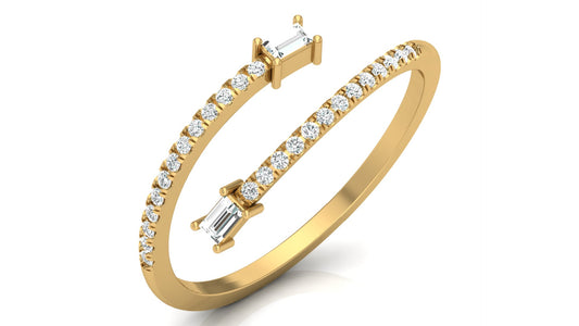 0.18Ct IGI Certified Lab Grown Diamond Baguette Cut Diamond Stackable Ring 14K | 18K Gold VS1/G